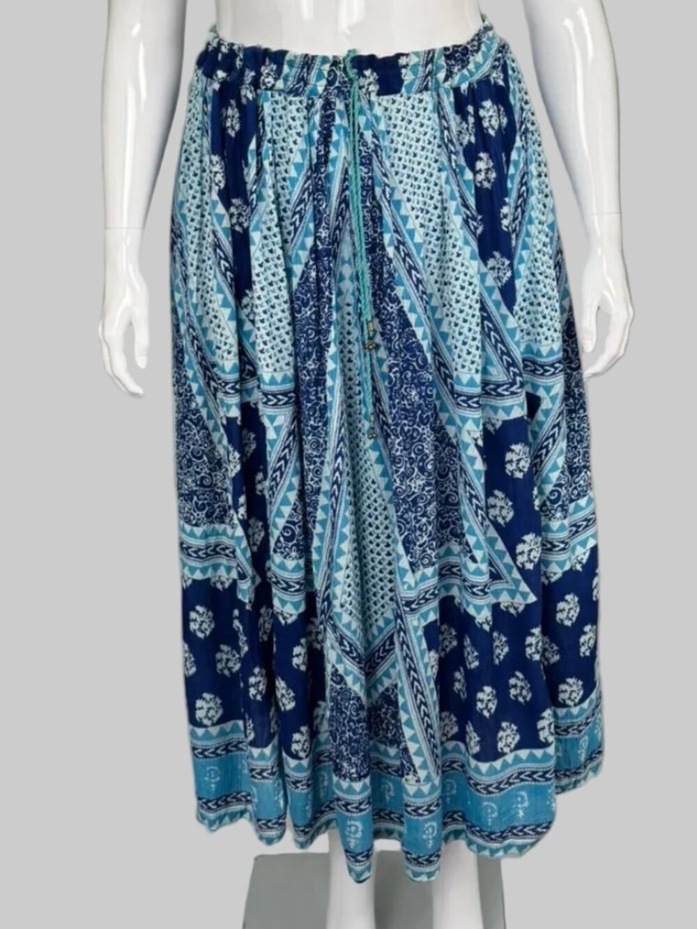 Papa Vancouver Blue Boho Flowy Maxi Skirt - Midsize O/S